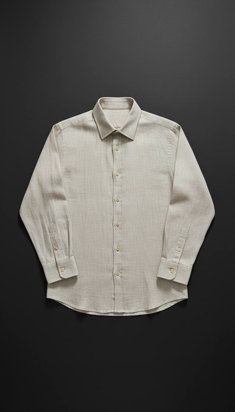 Linen tailored shirt in oat