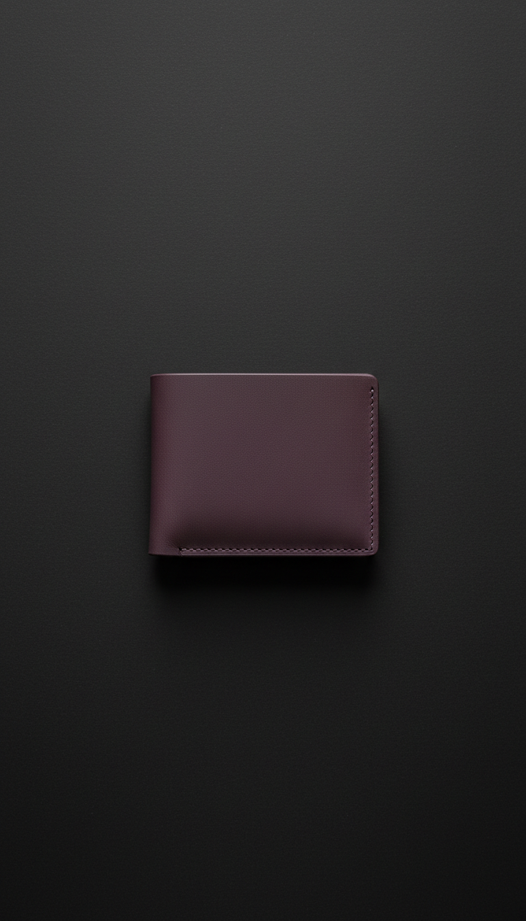 Minimalist wallet in soft plum leather